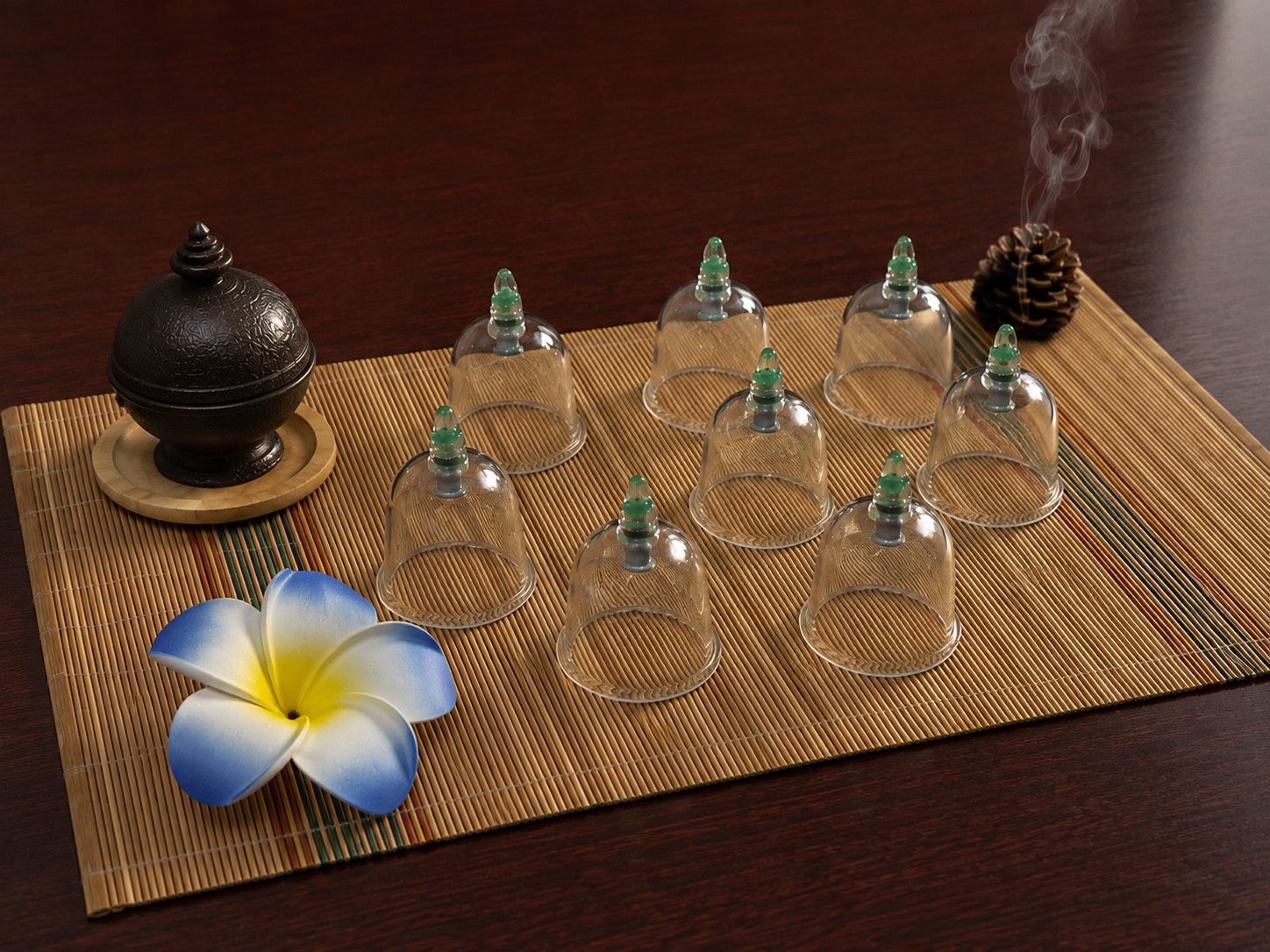 Traditional cupping therapy setup