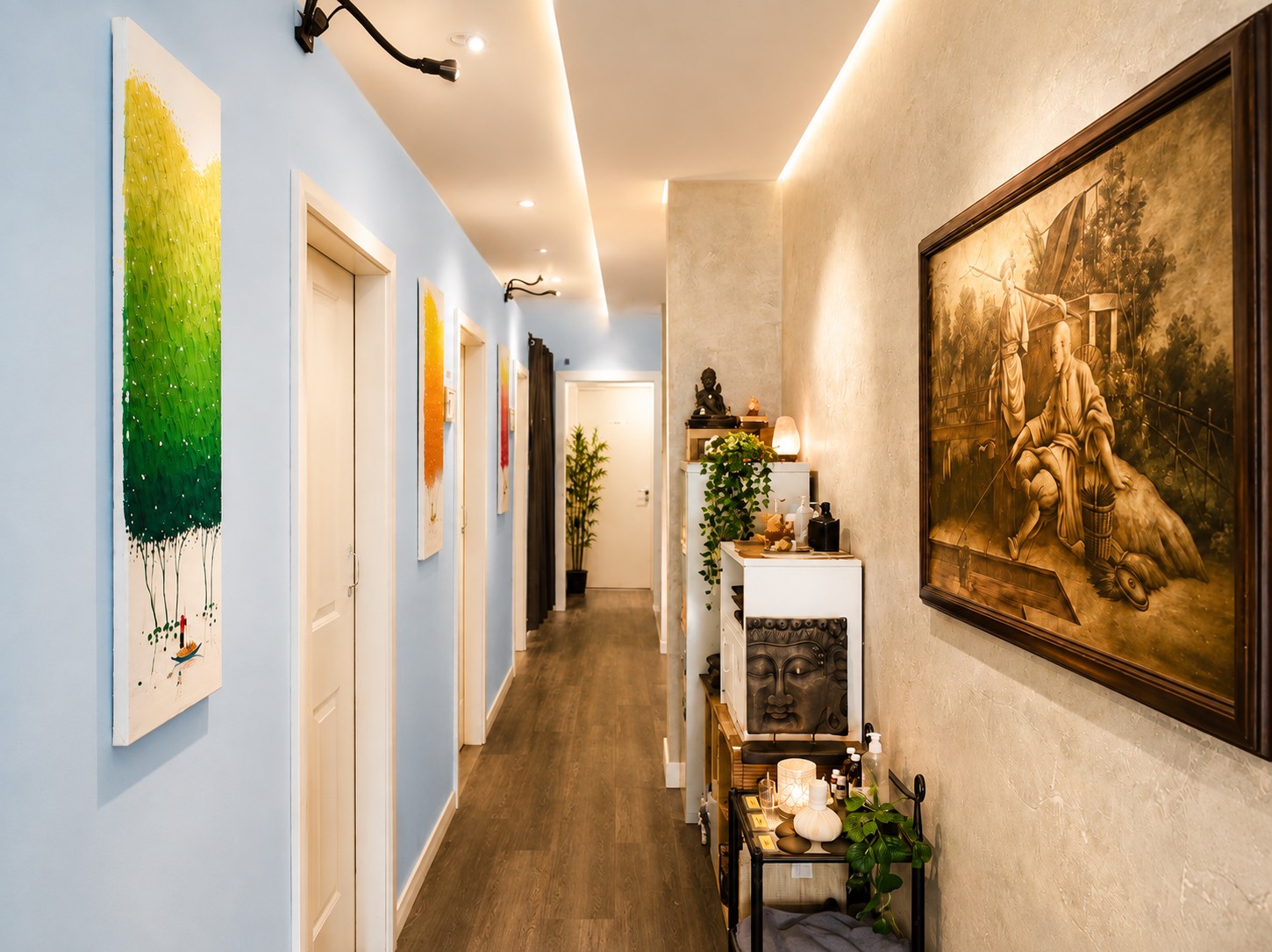 Peaceful hallway inside the massage studio