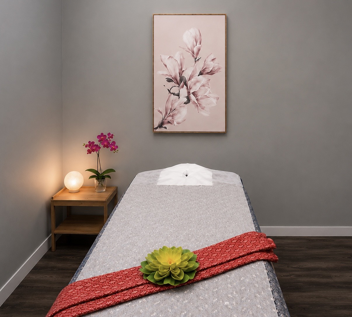 Peaceful massage treatment room